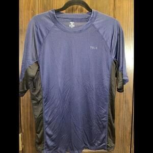 Tesla TSLA Mens Black Blue Crew Neck‎ Athletic Short Sleeve Sports Shirt Size M